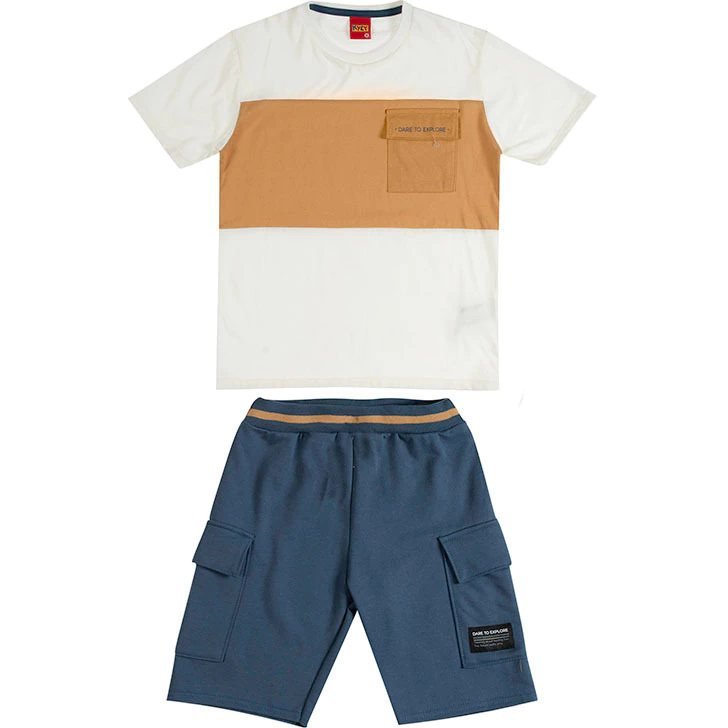 Conjunto Infantil Menino Lettering Kyly - Mesclado Marrom, foto 2