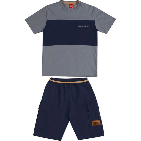 Conjunto Infantil Menino Lettering Kyly - Mesclado Cinza