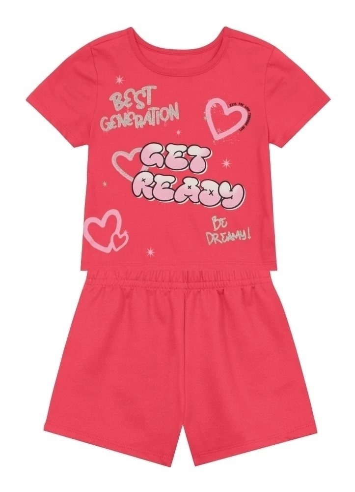 Conjunto infantil menina de corações Brandili - Coral, foto 2