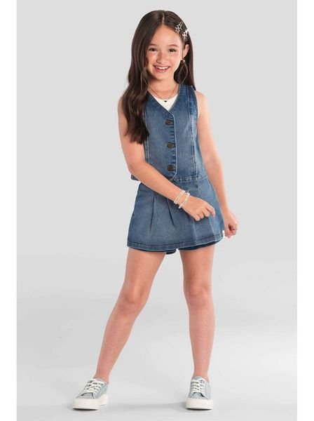 Shorts saia infantil menina em jeans Brandili