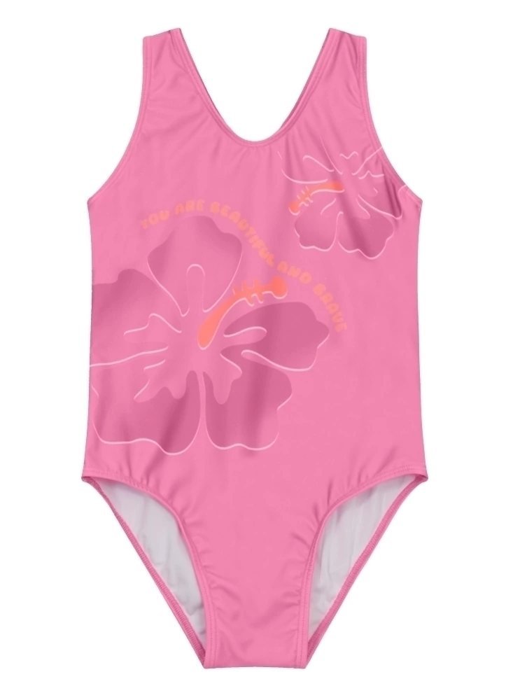 Maiô infantil menina de flores em malha UV Brandili - Rosa, foto 2