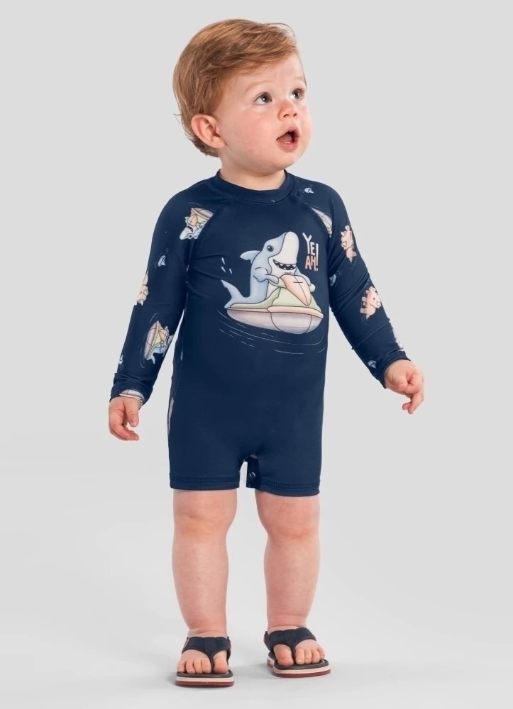 Macacão Infantil Praia Brandili com Proteção UV - Azul