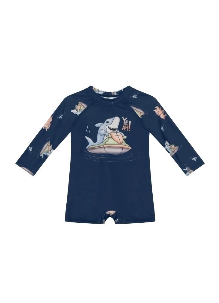 Macacão Infantil Praia Brandili com Proteção UV - Azul, foto 2