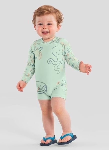 Macacão Infantil Praia Brandili com Proteção UV - Verde