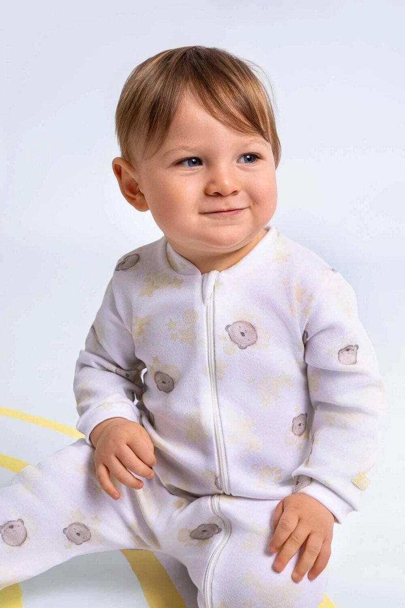 Macacão com zíper suedine egípcio ursinho bebê unissex, foto 2