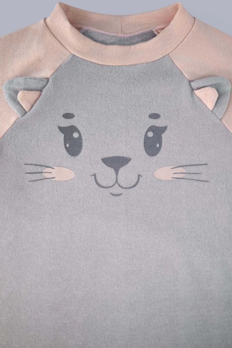 Pijama curto melange gatinha rosa infantil com aplicação, foto 4