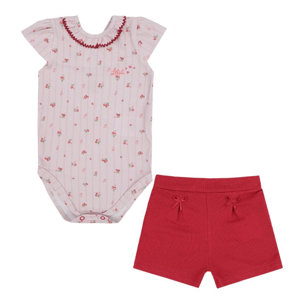 Conjunto Baby Frutas Feminino Curto Letut - Vermelho