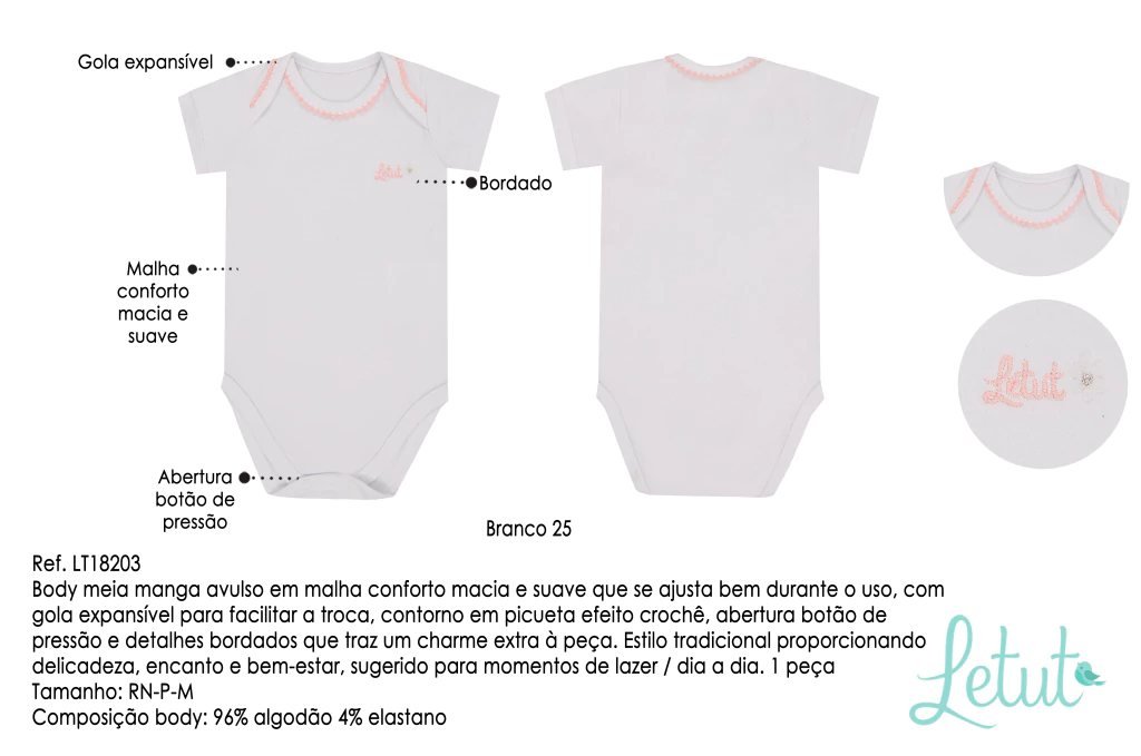 Body Letut Aplique Flor, foto 5