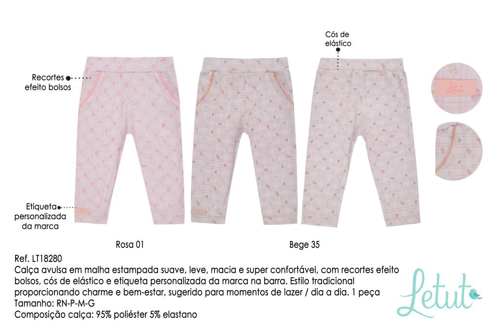 Calça Letut Feminina Baby Meia Estação Xadrez, foto 5
