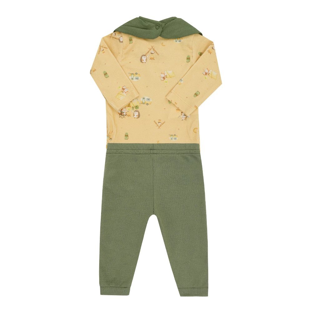 Kit Letut 3 Peças - Body + Calça + Babador Badana Menino/ Menina/Unissex - Verde, foto 2