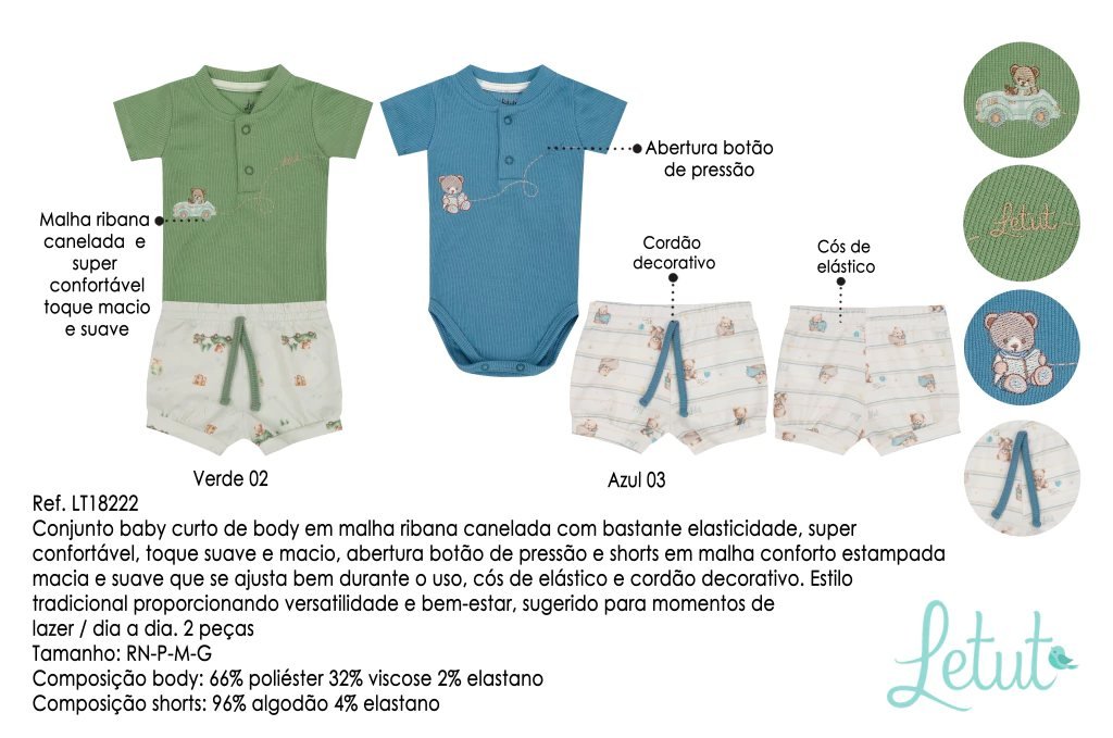 Conjunto Letut Body Canelado e Bermuda Masculino, foto 4