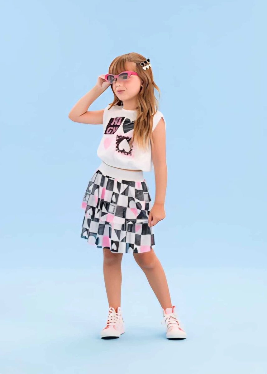 Conjunto Málagah Feminino Cropped e Saia Babados