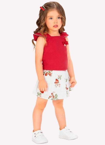 Conjunto Infantil Menina Morango Vermelho- Milon