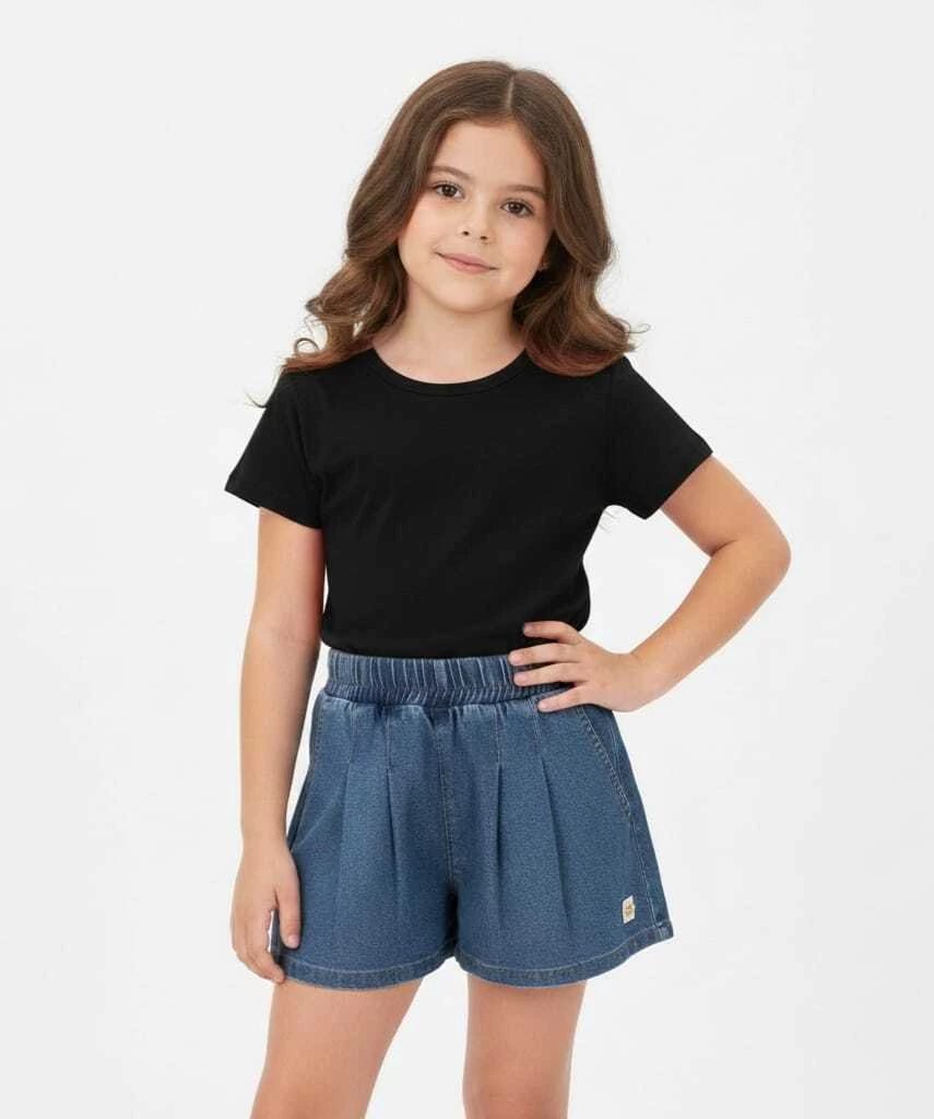 Blusa Infantil Menina Básica Kyly - - Preto, foto 2