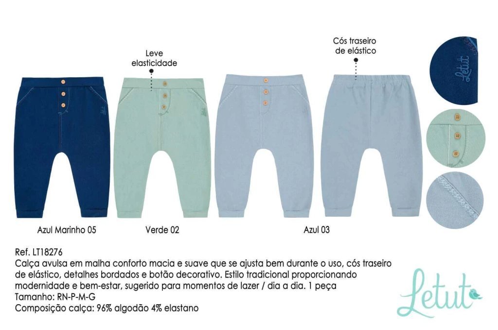 Calça Saruel Masculina Avulsa Letut - Azul ceu, foto 3