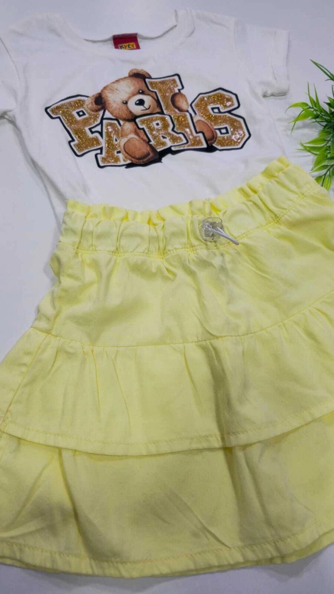 Saia Menina Mania Kids com Babados Collor - Amarelo, foto 3
