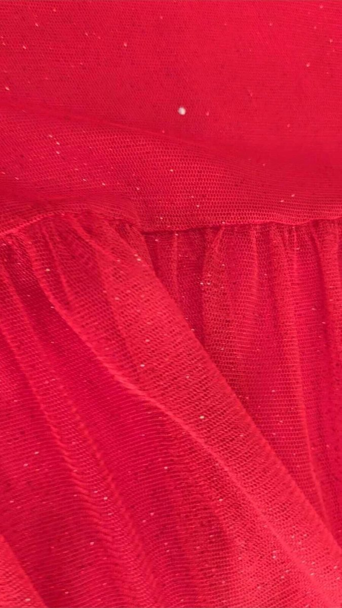 Vestido Málagah com Sobreposição em Tule Vermelho Glitter, foto 2
