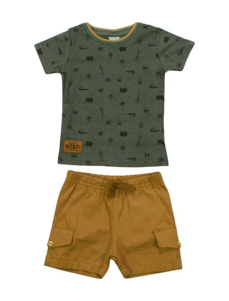 Conjunto Masculino Camiseta Estampada Bichos e Bermuda Sarja - Brandili Mundi, foto 3