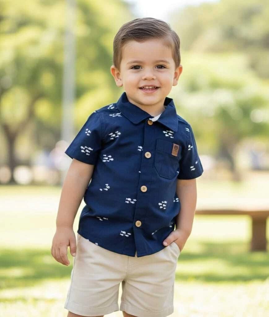 Conjunto Infantil Menino Camisa tricoline e Bermuda sarja - Mundi, foto 2