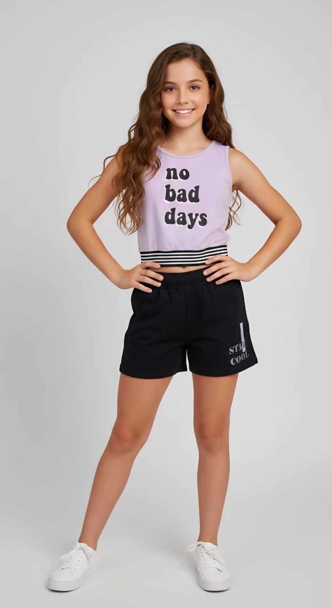 Conjunto Pami Cropped Regata e Short - Roxo
