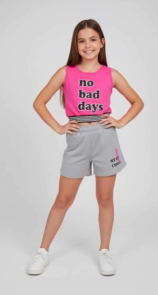 Conjunto Pami Cropped Regata e Short - Rosa