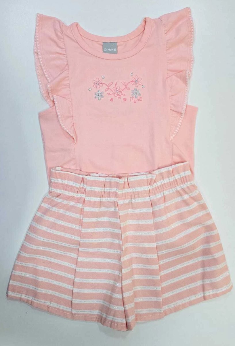 Conjunto Mundi Blusa com Babados e Bordado e Short em Linho, foto 2