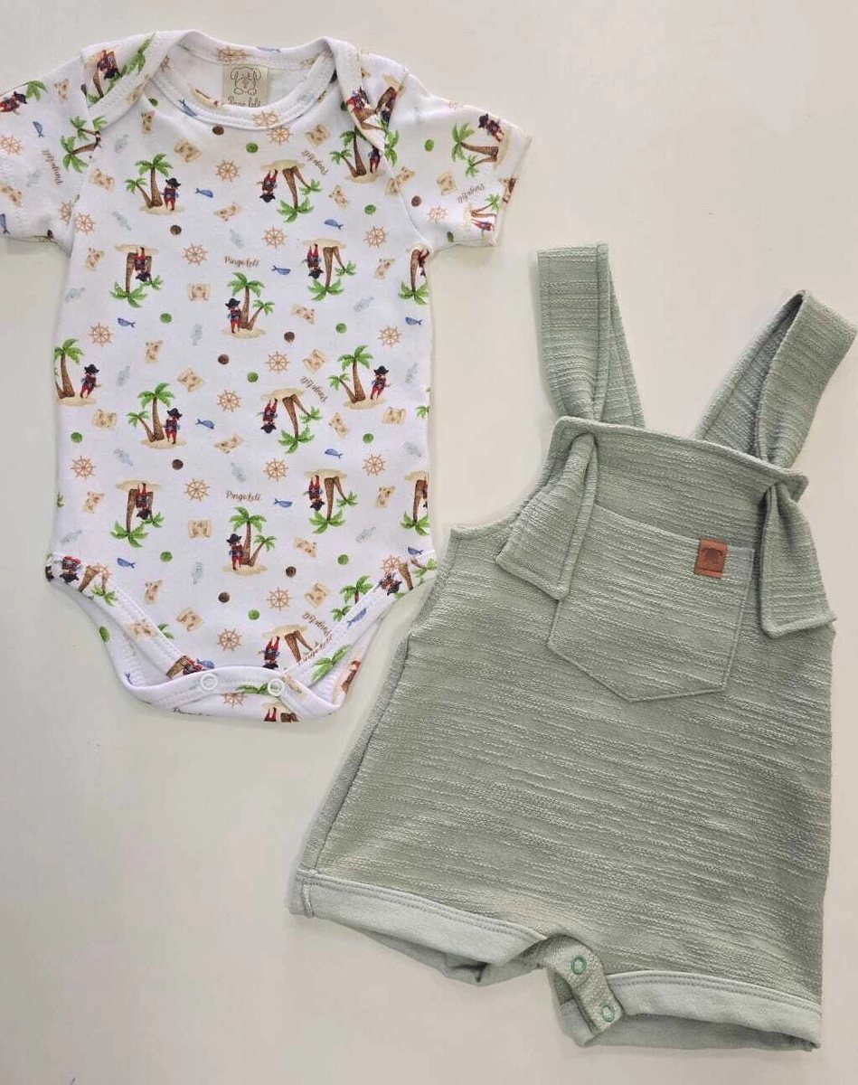 Conjunto Bebe Menino Jardineira e Body - Pingo Lelê, foto 3