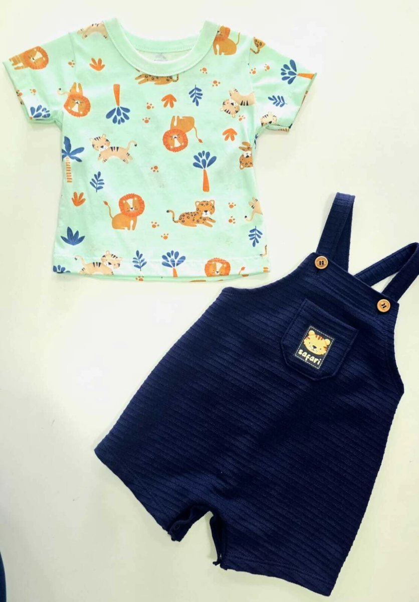 Conjunto Brandili Bebê Menino Camiseta e Macacão Curto Safari, foto 3