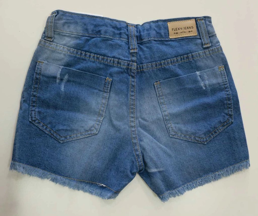 Short Jeans Feminino Flexy Jeans com Elastano e Barra Desfiada Juvenil, foto 2