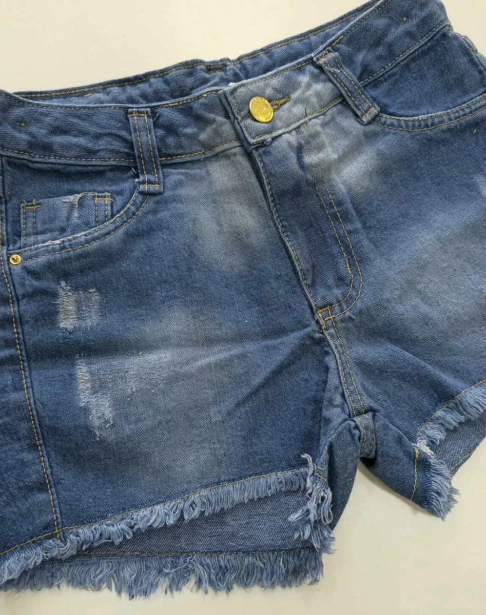 Short Jeans Feminino Flexy Jeans com Elastano e Barra Desfiada Juvenil, foto 5
