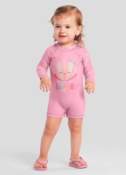 Macacão Brandili com Proteção UV - Moda Praia - Pink