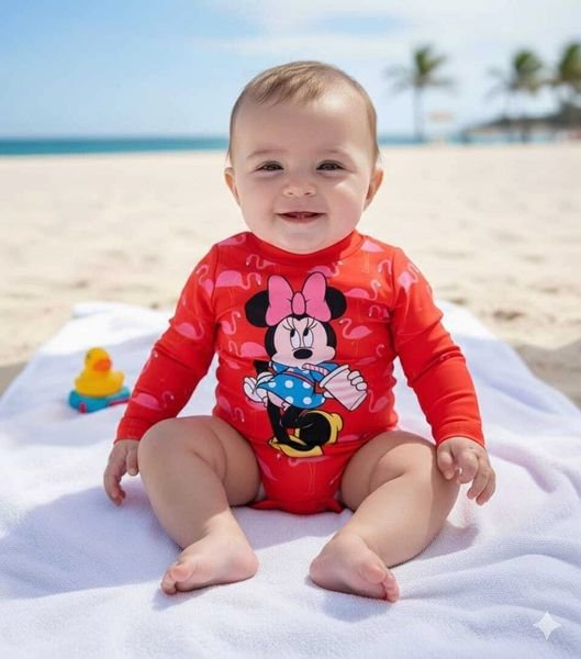 Body Praia Minnie com Proteção Uv- Disney Baby- Marlan