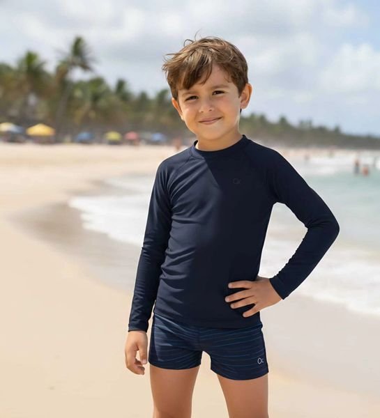 Camiseta Ogochi Proteção UV 45+ Manga Longa - Moda Praia - Azul Marinho