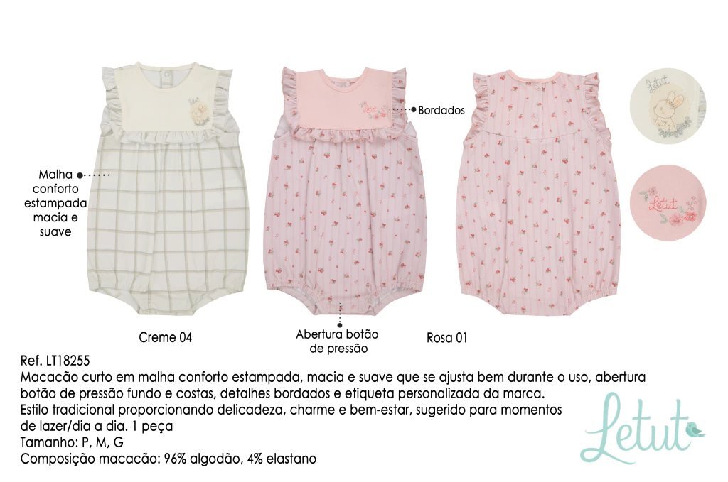 Macacão Curto Letut Morango Feminino, foto 3