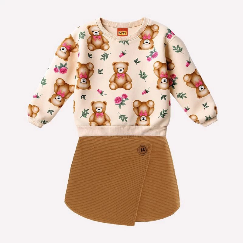 Conjunto Infantil Menina Ursinhos com Short Saia Kyly, foto 2