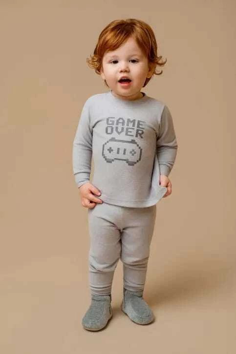 Pijama melange cinza game over infantil - Dedeka, foto 2