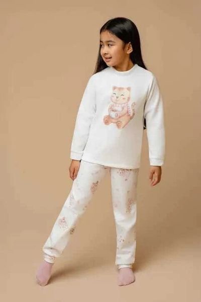 Pijama teen soft sublimado marfim mascote- Dedeka