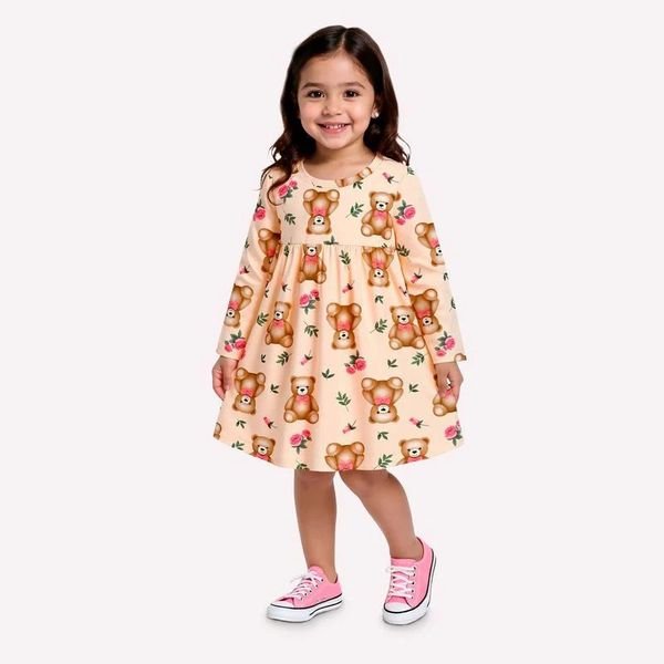 Vestido Infantil Menina Ursinho Kyly
