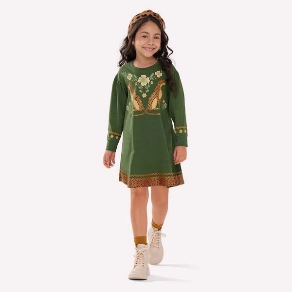 Vestido Infantil Menina Onças Nanai