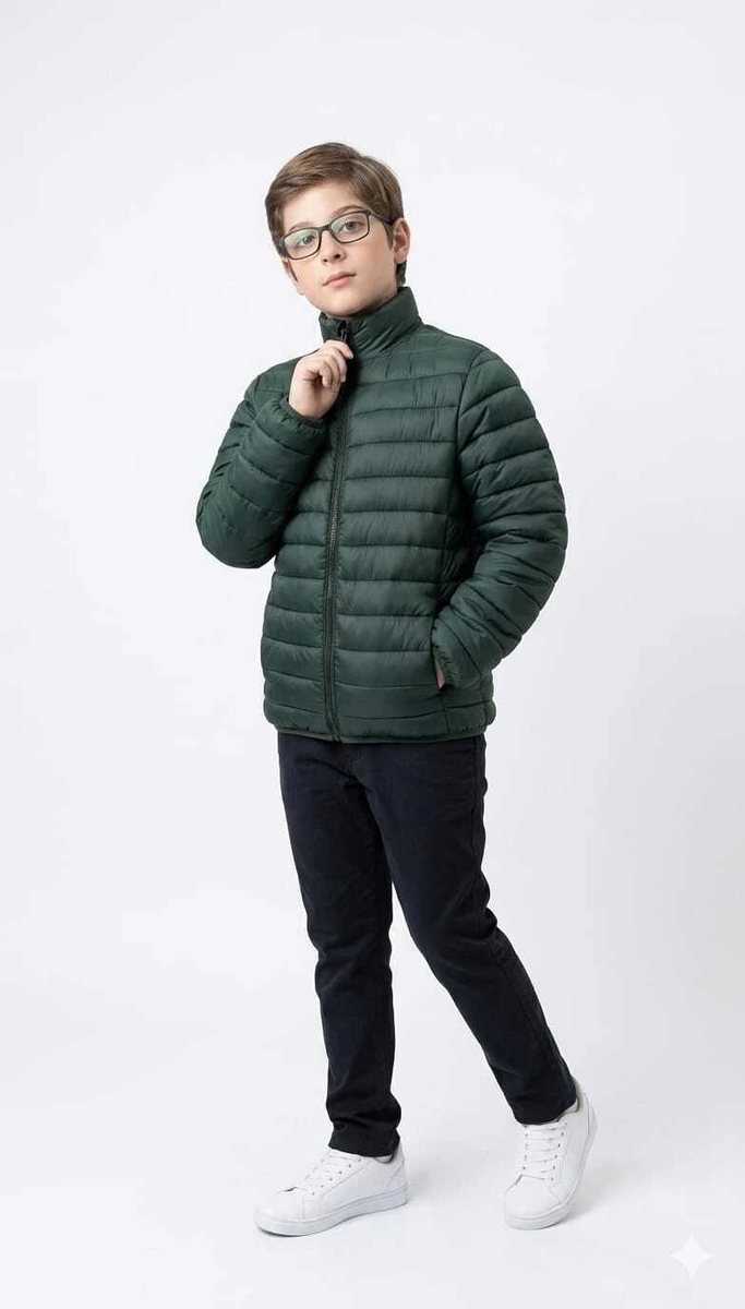 Jaqueta Infantil Unissex em Nylon Kyly - Verde Militar, foto 2