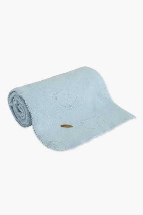 Manta soft jaquard urso azul para bebê - Dedeka - - Azul claro, foto 2