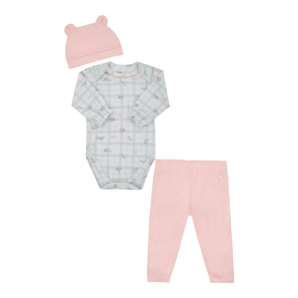 Conjunto Letut 3 Peças Floral Feminino Lt com Touca Orelinhas Un, foto 2