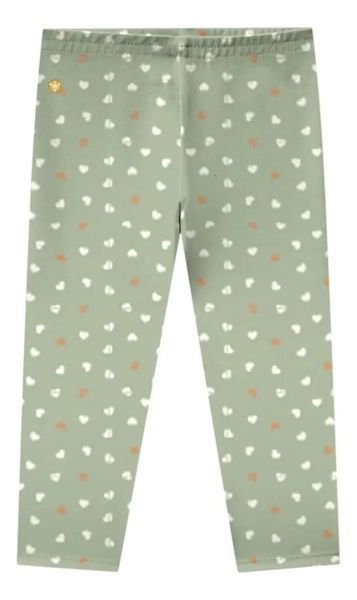 Legging Infantil Milon em Molecotton Coração - Verde Clara