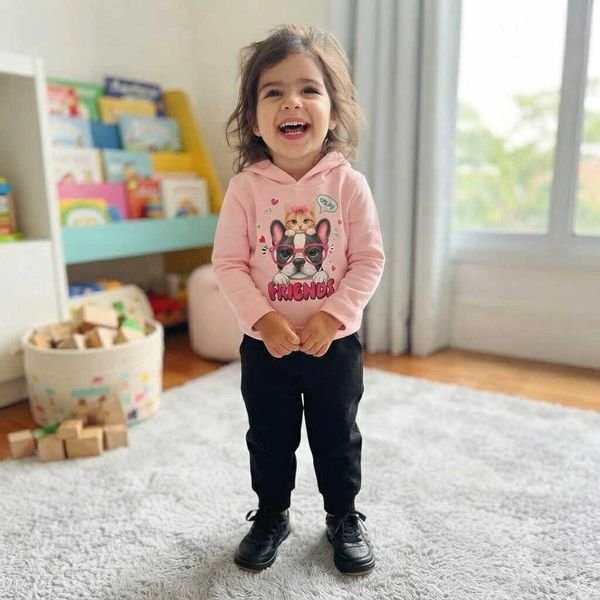 Conjunto Infantil Menina Estampa Cachorro e gato - Kyly