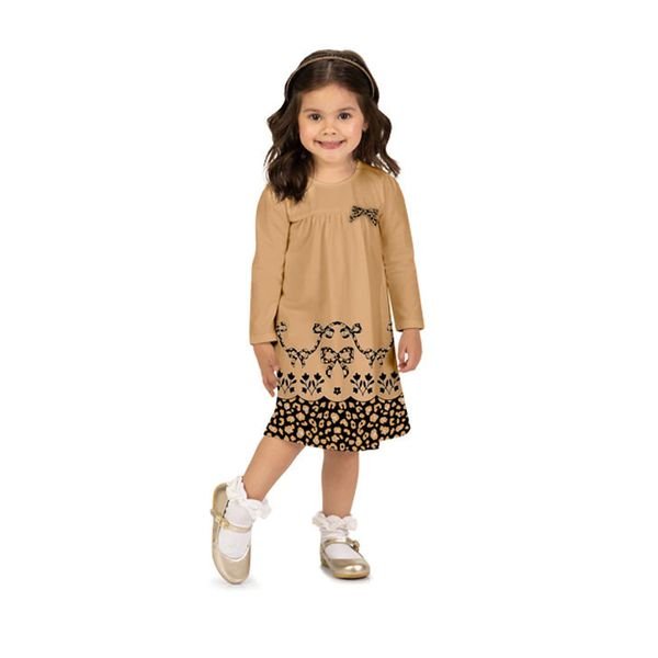 Vestido Infantil Menina Laço Milon - Marrom