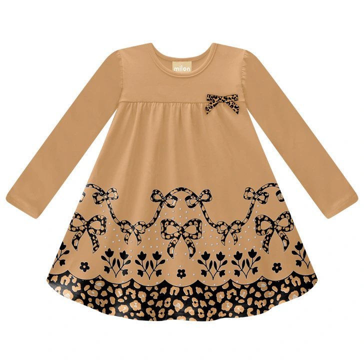 Vestido Infantil Menina Laço Milon - Marrom, foto 2