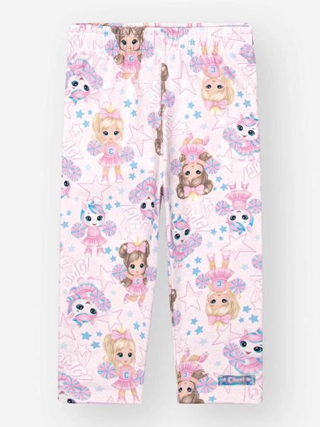 Legging Cinti em Suplex Estampada Boneca e Ursinho - Rosa