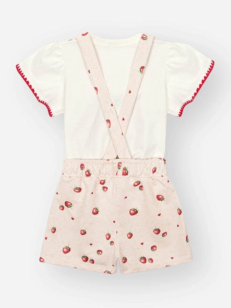 Conjunto Cinti Blusa e Jardineira Morango Natural/Off White, foto 3