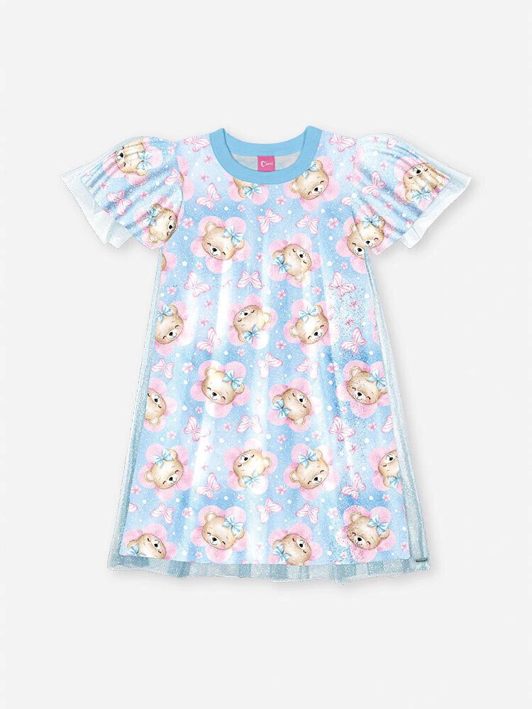 Vestido Cinti Ursinhos e Borboletas - Azul Porcelana, foto 2