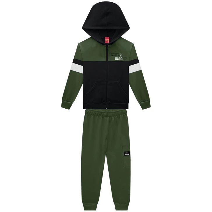 Conjunto Infantil Menino com Capuz Kyly - Preto